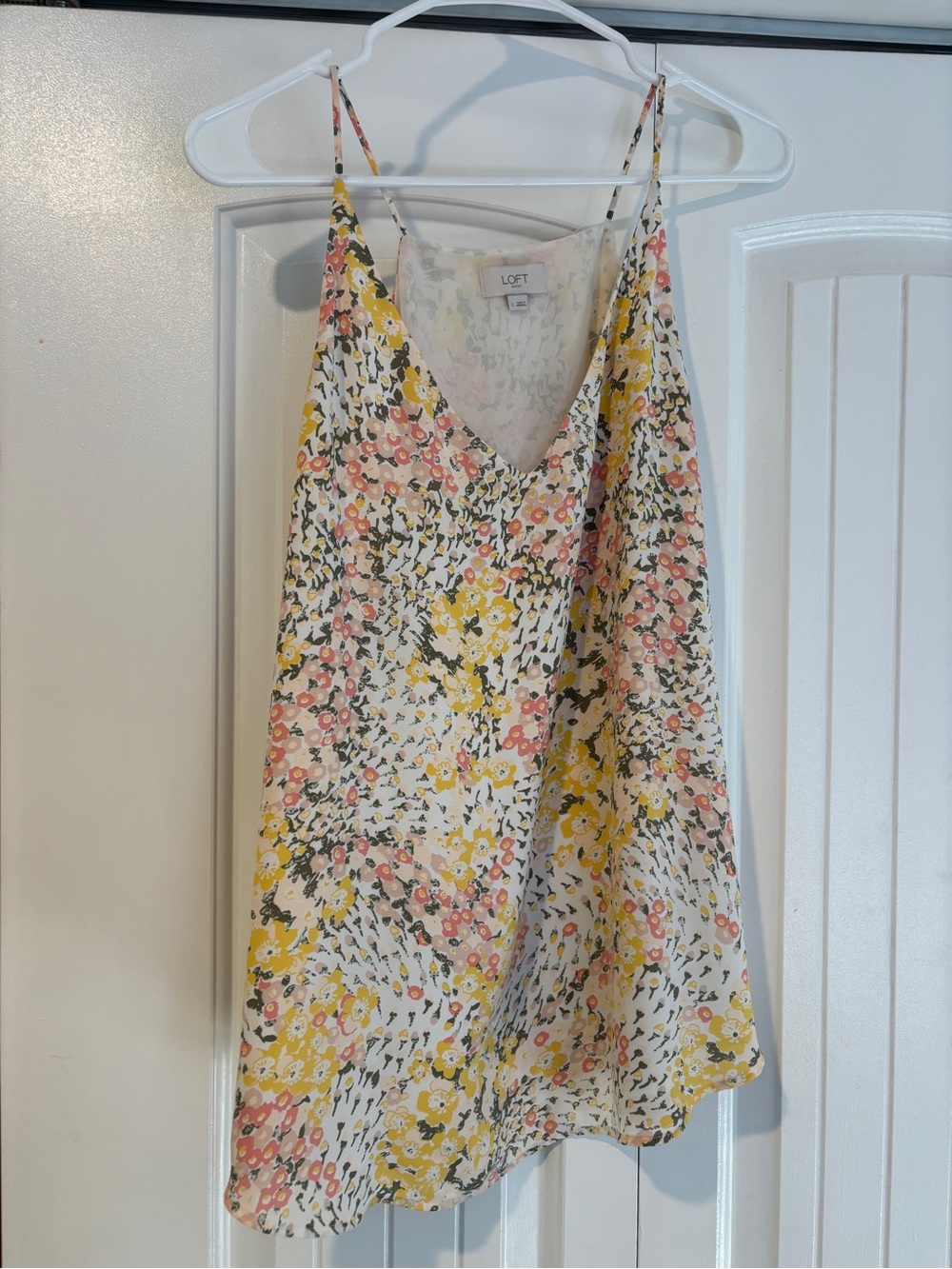 LOFT Floral Spaghetti-Strap Camisole in White, Yellow & Pink